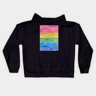 Abstract Colorful Rainbow Sunset Stripes Kids Hoodie